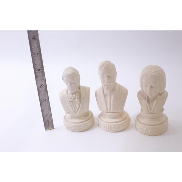 Composer White Busts, Plastic Set of 3, Statues, Schumann, Debussy, Bach, Music, - Picture 3 of 3